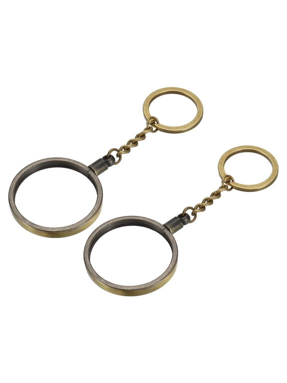 Fit for 1.6 inch Metal Coin Holder Keychain 2 Pcs Round Coin Case with Key Ring Medallion Holder Bronze