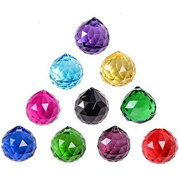 40mm Mixed Colorful Crystal Ball Prism with Drilled Hole Sun Shine Catcher Rainbow Pendants Maker, Hanging Crystals Prisms for Windows, for Feng Shui, for Gift(PrismBall-40mm Colorful)