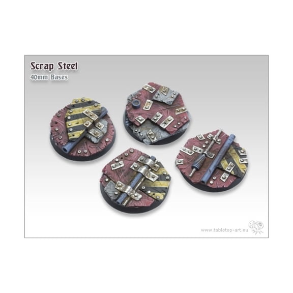 Tabletop Art 40mm Round Base - Scrap Steel New