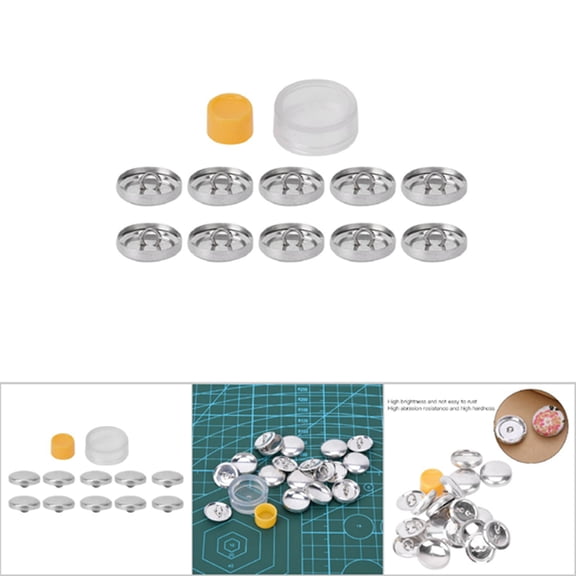40mm Round Cover Button Kit with Metal Base and Tool for DIY Fabric Crafts