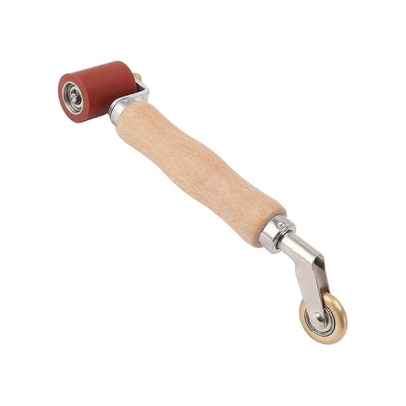 40mm Wallpaper Roller Seam Roller Steel, Wood Handle Silicone Seam Roller Dual Use Brass Wheel For
