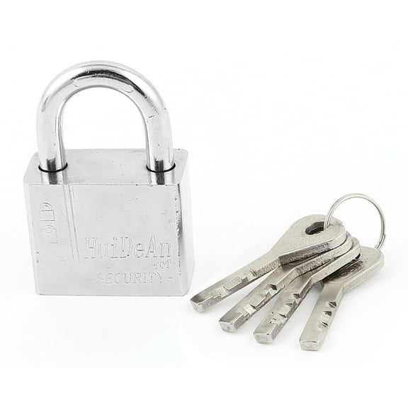 40mm Width Silver Tone Metal Shackle 4 Keys Security Padlock