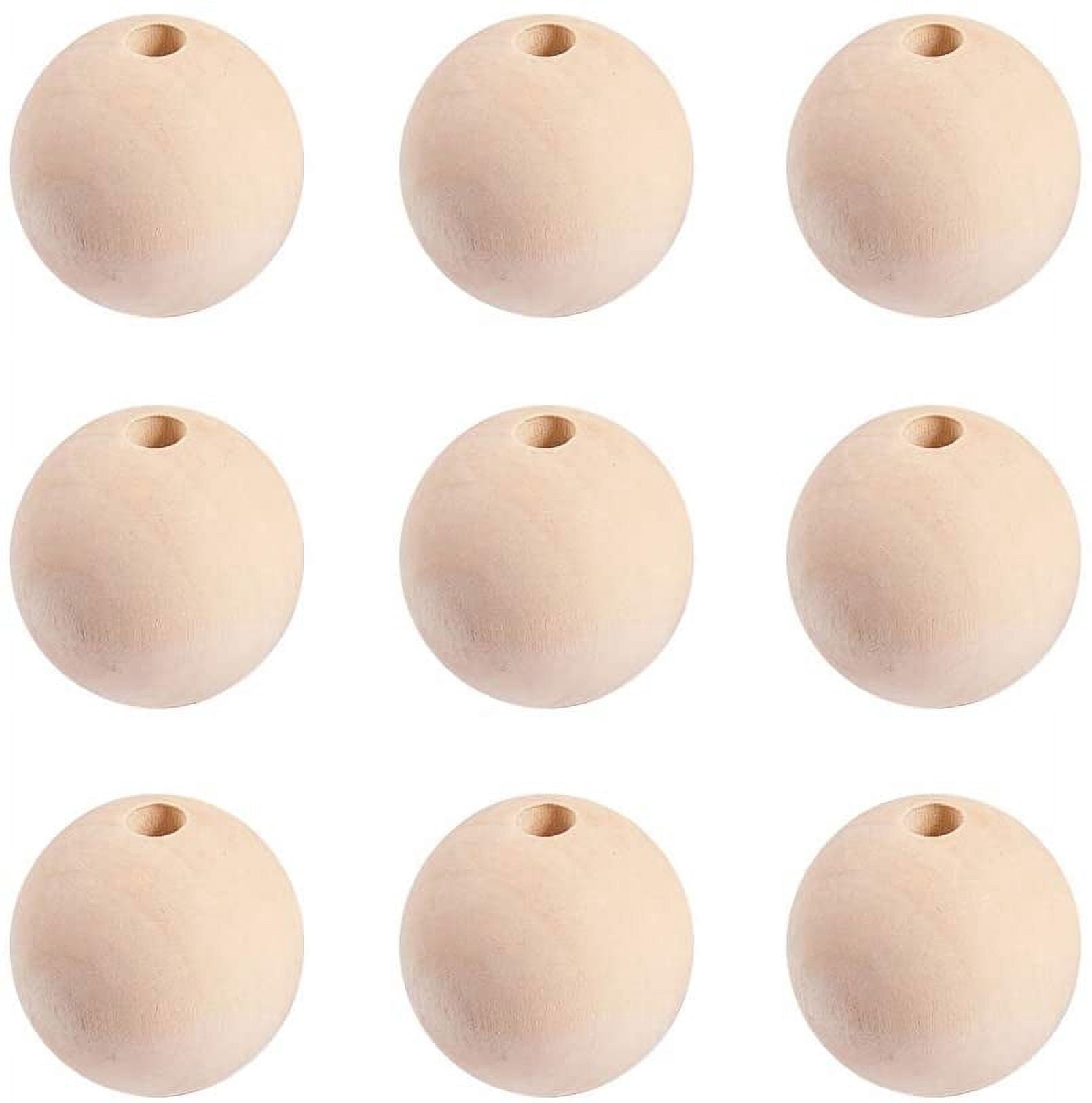 40mm Wood Beads 30pcs Unfinished Large Wooden Beads Natural Wood Ball Loose Beads Wood Spacer Bead for Craft Farmhouse Garland Decor Home Macrame Christmas Jewelry Making DIY