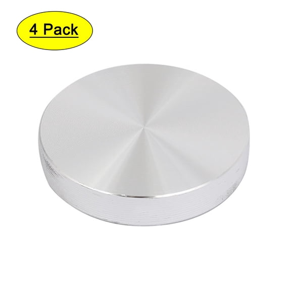 40mmx8mm M8 Tea Table Glass Top Circle Aluminum Disc Adapter Silver Tone 4Pcs