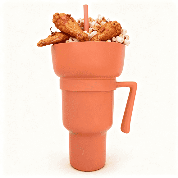40oz 2-in-1 Popcorn and Drink Cup – Reusable BPA-Free PP Plastic, Leak-Proof Family Snack Container for Movies, Parties & Travel