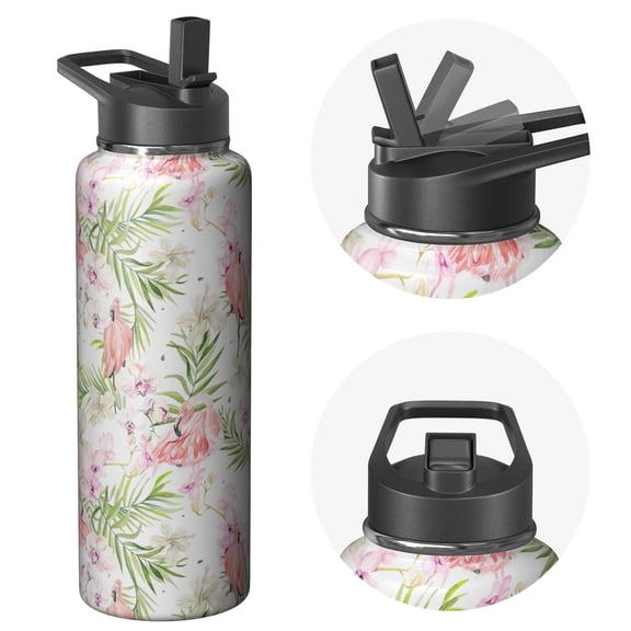 40oz Adventure Flamingo Themed Water Bottle Flamingo Themed Design for Camping Hiking Vacuum Insulated Stainless Steel Leak Proof