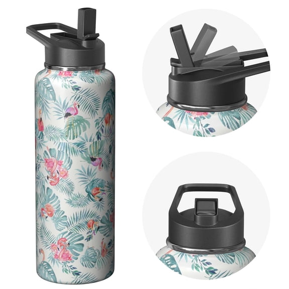 40oz Adventure Ready Flamingo Themed Water Bottle Camping Hiking Vacuum Insulated Stainless Steel Leak Proof Hot Cold