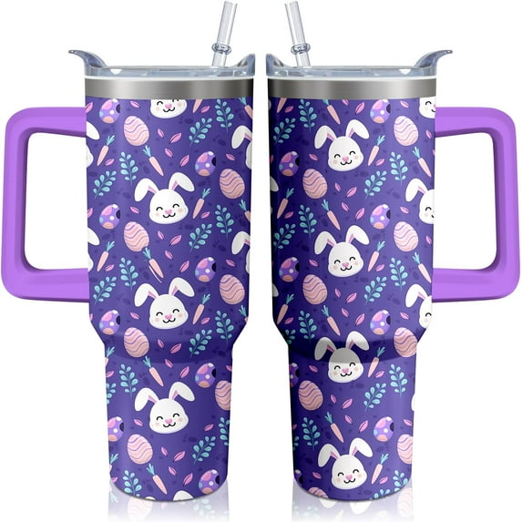 40oz Autumn Gift Fall Tumbler with Handle and straw, Pumpkin Maple Orange Leaves Stainless Steel Insulated Cup, Coffee Mug Water Bottle for Thanksgiving