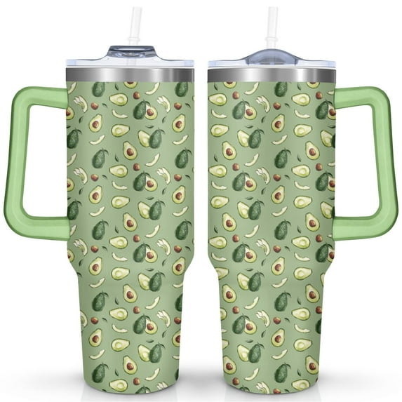 40oz Avocado Tumbler with Handle & Straw, Stainless Steel Insulated Cup, Leak Proof Travel Mug, Keeps Drinks Hot/Cold,Coffee Cup, Gifts for Women Men