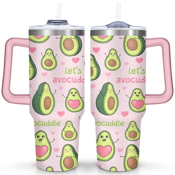 40oz Avocado Tumbler with Handle & Straw, Stainless Steel Insulated Cup, Leak Proof Travel Mug, Keeps Drinks Hot/Cold,Coffee Cup, Gifts for Women Men