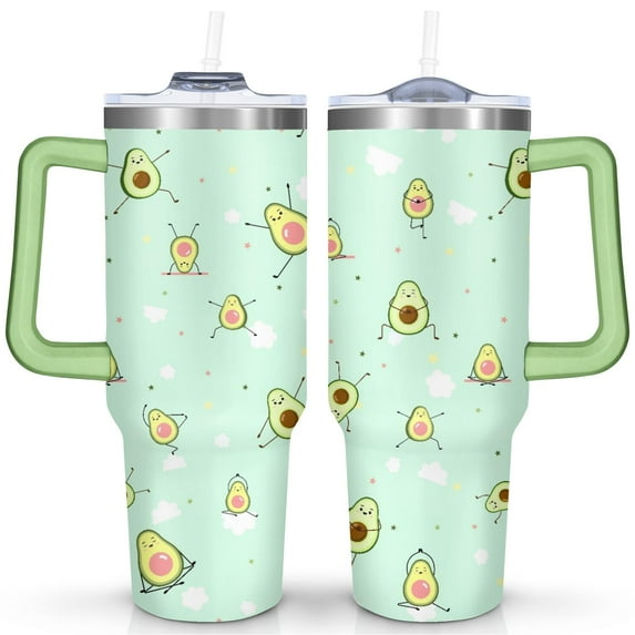 40oz Avocado Tumbler with Handle & Straw, Stainless Steel Insulated Cup, Leak Proof Travel Mug, Keeps Drinks Hot/Cold,Coffee Cup, Gifts for Women Men