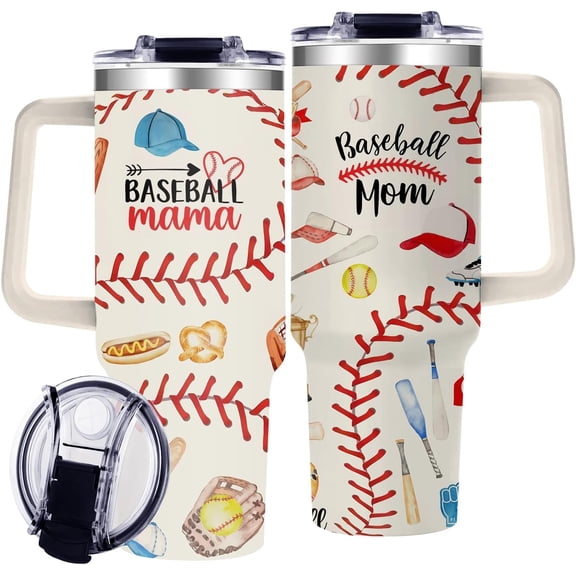 40oz Baseball Mom Tumblers for Women , Baseball Mom Gifts for Mother from Daughter Son, Baseballs Lovers Tumbler with Handle, Baseballs Cup Moms Gift for Women on Valentines Day Birthday Mothers Day