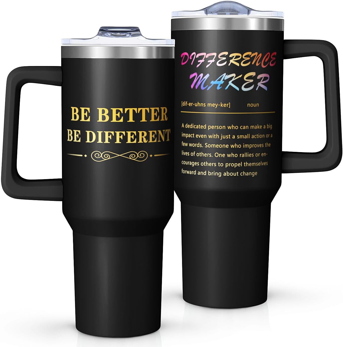 40oz Be Better Be Different Tumbler with Handle and Straw,Inspirational ...