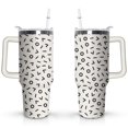 thumbnail image 1 of 40oz Black Retro Geometric Line Shapes Stainless Steel Flip Straw Tumbler Spill Proof Travel Cup Double Wall Vacuum Insulated Coffee Mug with Top Handle, 1 of 6