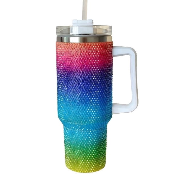 40oz Bling Rhinestone Tumbler, Double Wall Vacuum Insulated Stainless Steel Travel Mug