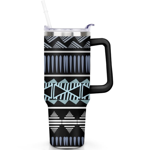 40oz Bohemia Stainless Steel Tumbler with Handle Flip Straw Lid Vacuum Insulated Leak Proof Travel Mug Gift for Him Her Men Women