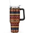thumbnail image 1 of 40oz Boho Tumbler | 40 oz Bohemia Theme Tumbler with Handle | Spill Proof Lid & Straw | Double Insulated Travel Coffee Cup | Boho Gifts for Men Women, 1 of 5