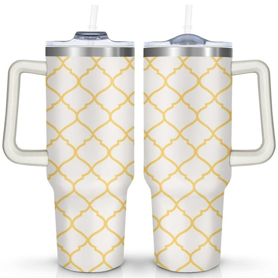 40oz Boho Tumbler with Handle & Straw - Insulated Stainless Steel Travel Mug,Leakproof,Cup Holder Friendly,Dishwasher Safe,for Hot/Cold Drinks.