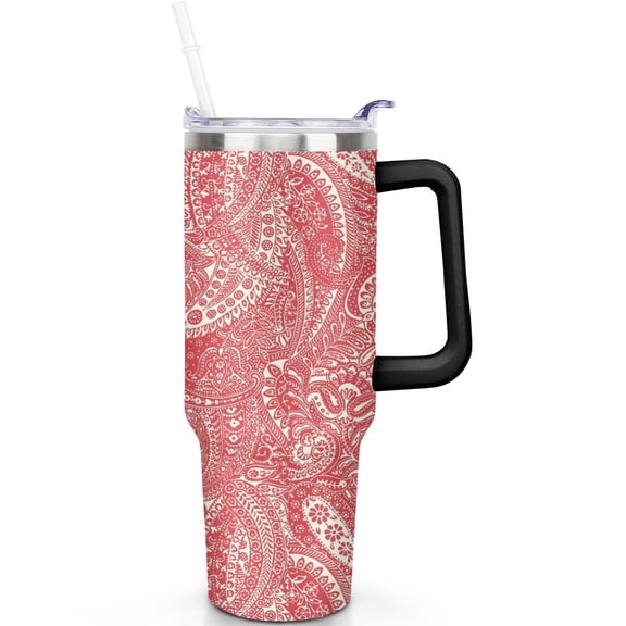 40oz Boho Tumbler with Spill Proof Lid | Wedding Favors for Boho Brides | 40 oz Bohemia Theme Tumbler | Handle & Straw | Double Wall Insulated