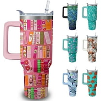 40oz Book Tumbler with Handle and Straw, Book lovers Gifts for Women, Bookish Stainless Steel Travel Mug Water Bottle for Readers, Librarians, Bookaholics, Bookworms, Vacuum Insulated Cup with Lid