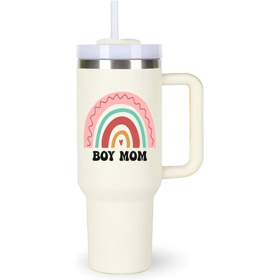 40oz Boy Mom Tumbler with Handle.Boy Mom Cup Tumblers.40oz Birthday Mothers Day Christmas Cups Tumbler gifts for Boy Mom.BoyMom Gift Ideas.
