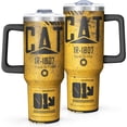 thumbnail image 1 of 40oz CAT Construction Tumbler with Handle and Straw，Industrial Themed Insulated Mug, Heavy Machinery Gifts for These Equipment Fans Construction Enthusiasts, 1 of 8