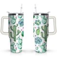 thumbnail image 1 of 40oz Cactus Flower 60x80 Stainless Steel Flip Straw Tumbler Spill Proof Travel Cup Double Wall Vacuum Insulated Coffee Mug with Top Handle, 1 of 6