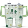 thumbnail image 1 of 40oz Cactus Tumbler - BPA-Free Stainless Steel Vacuum Insulated Travel Mug with Leak-Proof Lid & Straw - Double Wall Insulation for Hot/Cold Drinks - Boho Cactus Design, 1 of 9