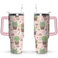 thumbnail image 1 of 40oz Cartoon Funny Cactus Stainless Steel Flip Straw Tumbler Spill Proof Travel Cup Double Wall Vacuum Insulated Coffee Mug with Top Handle, 1 of 6