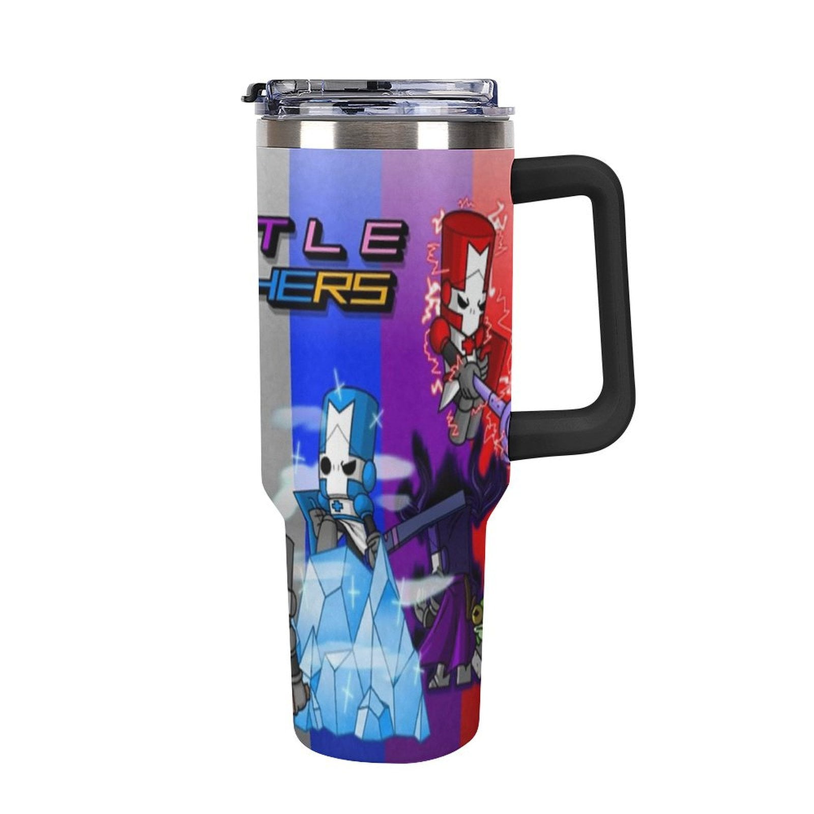 40oz Castle Crashers Tumbler with Handle and Straw Lid Insulated Tumbler Stainless Steel Water Bottle Cup Gifts