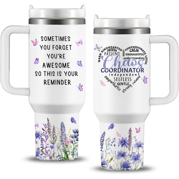 40oz Chaos Coordinator Tumbler with Handle, Chaos Coordinator Gifts, Chaos Coordinator Travel Mug Cup, Chaos Coordinator Gifts for Women, Thank You Gifts for Women/Manager/Coworkers