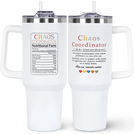 40oz Chaos Coordinator Tumbler - Stainless Steel, Vacuum Insulated & Leak Proof - w/ Handle & Straw Lid - Multicolor - Great Work & Retirement Gifts