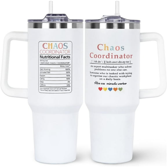 40oz Chaos Coordinator Tumbler - Stainless Steel, Vacuum Insulated & Leak Proof - w/ Handle & Straw Lid - Multicolor - Great Work & Retirement Gifts