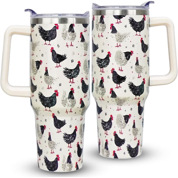 40oz Chicken Tumbler With Handle Lid and Straw -Chicken gifts for women Chicken Travel Coffee Cup-Chicken Gifts For Chicken Lover-Chicken Mugs