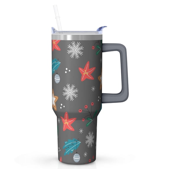 40oz Christmas Bells Tumbler with Lid Straw Stainless Steel Double Wall Insulated Cup Holiday Gifts