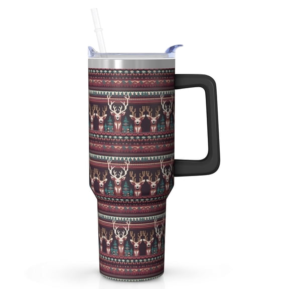 40oz Christmas Gift Tumbler with Handle Stainless Steel Insulated Holiday Mug
