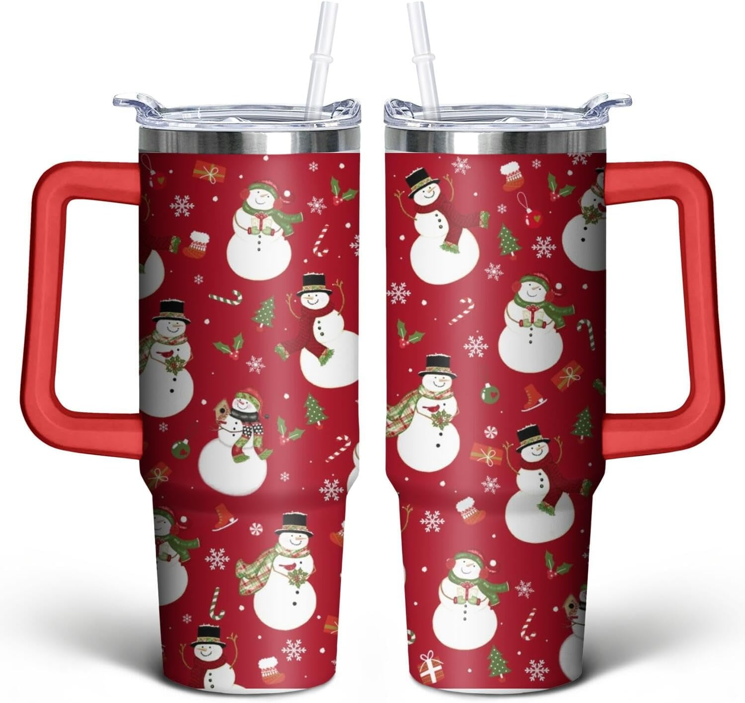 40oz Christmas Snowman Tumbler with Handle