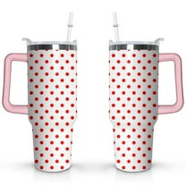 40oz Classic Dot Aesthetic Design Stainless Steel Flip Straw Tumbler Spill Proof Travel Cup Double Wall Vacuum Insulated Coffee Mug with Top Handle