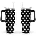 thumbnail image 1 of 40oz Classic Dot Aesthetic Design Stainless Steel Flip Straw Tumbler Spill Proof Travel Cup Double Wall Vacuum Insulated Coffee Mug with Top Handle, 1 of 6