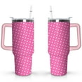thumbnail image 1 of 40oz Classic Dot Aesthetic Design Stainless Steel Flip Straw Tumbler Spill Proof Travel Cup Double Wall Vacuum Insulated Coffee Mug with Top Handle, 1 of 6