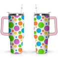 thumbnail image 1 of 40oz Classic Dot Aesthetic Design Stainless Steel Flip Straw Tumbler Spill Proof Travel Cup Double Wall Vacuum Insulated Coffee Mug with Top Handle, 1 of 6