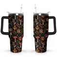 thumbnail image 1 of 40oz Colorful Botanical Mushroom Stainless Steel Flip Straw Tumbler Spill Proof Travel Cup Double Wall Vacuum Insulated Coffee Mug with Top Handle, 1 of 6
