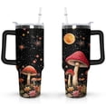 thumbnail image 1 of 40oz Colorful Botanical Mushroom Stainless Steel Flip Straw Tumbler Spill Proof Travel Cup Double Wall Vacuum Insulated Coffee Mug with Top Handle, 1 of 6