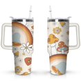 thumbnail image 1 of 40oz Colorful Botanical Mushroom Stainless Steel Flip Straw Tumbler Spill Proof Travel Cup Double Wall Vacuum Insulated Coffee Mug with Top Handle, 1 of 6