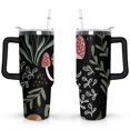 thumbnail image 1 of 40oz Colorful Botanical Mushroom Stainless Steel Flip Straw Tumbler Spill Proof Travel Cup Double Wall Vacuum Insulated Coffee Mug with Top Handle, 1 of 6