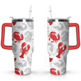 thumbnail image 1 of 40oz Colorful Red Crab Stainless Steel Flip Straw Tumbler Spill Proof Travel Cup Double Wall Vacuum Insulated Coffee Mug with Top Handle, 1 of 6