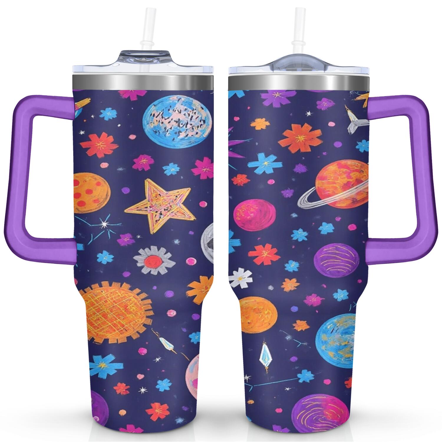 40oz Cosmic Tumbler - Stainless Steel Insulated Cup with Handle ...