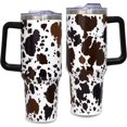 thumbnail image 1 of 40oz Cow Tumbler With Handle Lid and Straw-Cow Print Stainless Steel Insulated Tumblers-Cow Travel Mug Iced Coffee Cup-Gifts for Women(Brown), 1 of 6