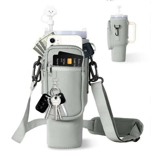 40oz Cup Set with Handbag Handle, Insulated Water Bottle for Car, Leakproof Stainless Steel Cup with Straw for Drinks, Vacuum thermal mug Travel Mug for Outdoor Camping (6.3*10.2 Inch)