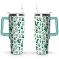 thumbnail image 1 of 40oz Cute Cactus Plants Stainless Steel Flip Straw Tumbler Spill Proof Travel Cup Double Wall Vacuum Insulated Coffee Mug with Top Handle, 1 of 6